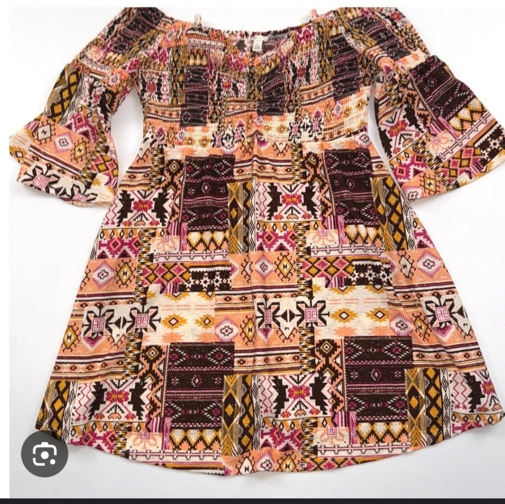 SZ XL CATO OFF THE SHOULDER BOHEMIAN MINI DRESS